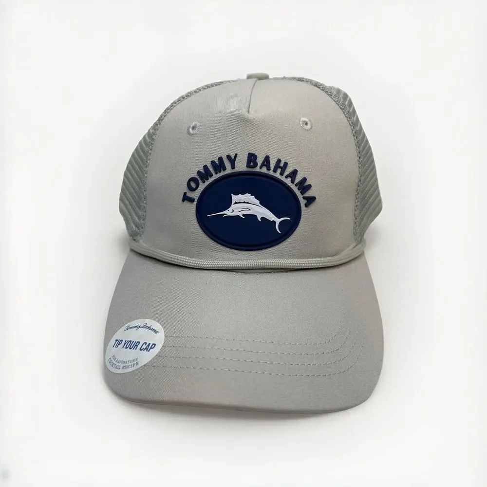 Tommy Bahama Baseball Cap Trucker Hat Marlin Snap Back Adjustable Gray Fishing